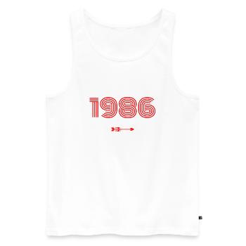 Né en 1986 - Débardeur bio Premium Homme - blanc - Devant - Michal (187cm)