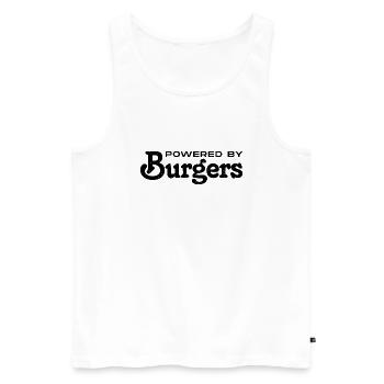 Powered by Burgers - Gift for Burger Lovers - Men's Premium Organic Tank Top - white - Front - AI Model Male 178 light (178cm)