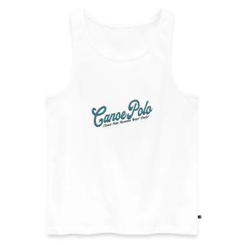 CanoePolo Passion Never Ends - Kanupolo - Männer Premium Bio Tank Top - Weiß - Vorne - Michal (187cm)