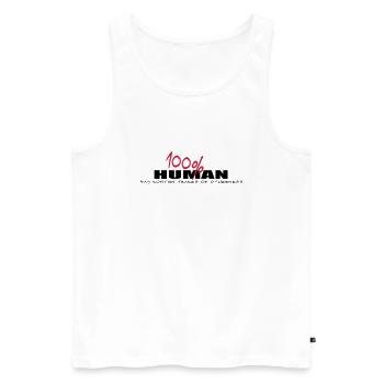 100% human and other - Men's Premium Organic Tank Top - white - Front - AI Model Male 178 light (178cm)