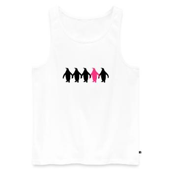 Be Different Pinguine Muster Lustig - Männer Premium Bio Tank Top - Weiß - Vorne - Michal (187cm)