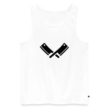 Messer - Männer Premium Bio Tank Top - Weiß - Vorne - AI Model Male 178 light (178cm)
