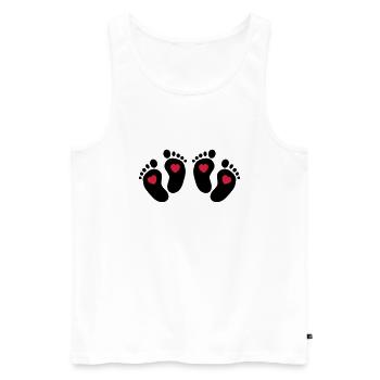 Twins Heart Feet - Zwillinge Herz Füße - Männer Premium Bio Tank Top - Weiß - Vorne - Michal (187cm)