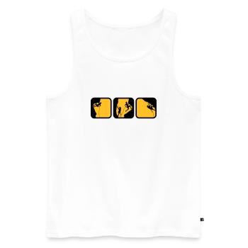 escalade des boîtes de logos d'homme le soir 3 - Débardeur bio Premium Homme - blanc - Devant - AI Model Male 178 light (178cm)
