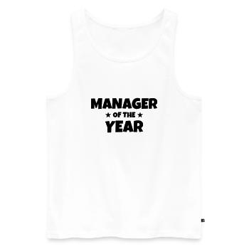 Manager / Patron / Travail / Métier / Chef - Débardeur bio Premium Homme - blanc - Devant - Michal (187cm)