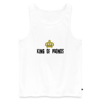 king of pronos logo humour t-shirt pull - Débardeur bio Premium Homme - blanc - Devant - Michal (187cm)