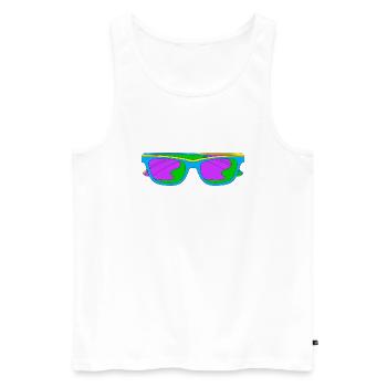Lunettes Fluo Trippy Couleur Techno - Débardeur bio Premium Homme - blanc - Devant - AI Model Male 178 light (178cm)