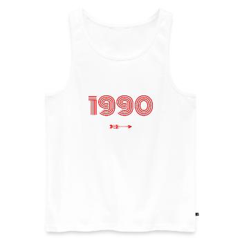 Né en 1990 - Débardeur bio Premium Homme - blanc - Devant - AI Model Male 178 light (178cm)