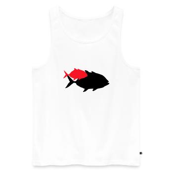 Silhouette de poisson piranha - Débardeur bio Premium Homme - blanc - Devant - Michal (187cm)