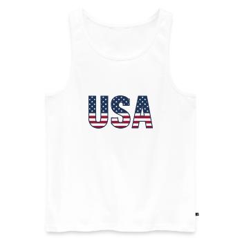 USA T-Shirt - American Flag Letters - Men's Premium Organic Tank Top - white - Front - Michal (187cm)