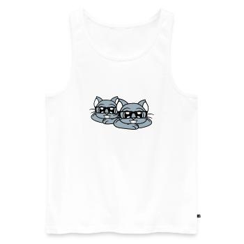 2 Clever Nerd Cats Horn-Rimmed Glasses Geek Eyewear Team - Men's Premium Organic Tank Top - white - Front - Michal (187cm)