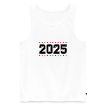 2025 - Männer Premium Bio Tank Top - Weiß - Vorne - Michal (187cm)