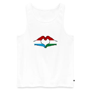 Luxembourg Hungary Flag Hands Heart Shape - Men's Premium Organic Tank Top - white - Front - Michal (187cm)