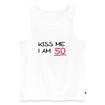 kiss me i am 50 birthday (fr) - Débardeur bio Premium Homme - blanc - Devant - AI Model Male 178 light (178cm)
