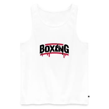 boxing_1_f2 - Männer Premium Bio Tank Top - Weiß - Vorne - Michal (187cm)
