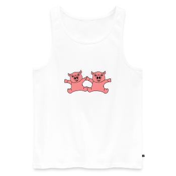2 friends team couple sitting friendly small child - Men's Premium Organic Tank Top - white - Front - AI Model Male 178 light (178cm)