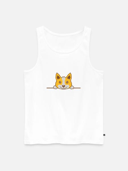 Dog looking behind the wall - Men's Premium Organic Tank Top - white