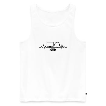 Herzschlag Gamer Gaming Viedospiel Motiv - Männer Premium Bio Tank Top - Weiß - Vorne - Michal (187cm)