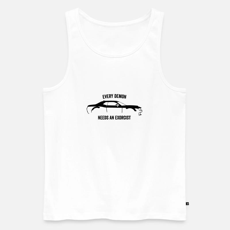 CHALLENGER DÄMON SLOGAN - Männer Premium Bio Tank Top - Weiß