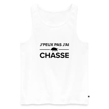 J'peux pas j'ai chasse - Chasseur Sanglier - Débardeur bio Premium Homme - blanc - Devant - Michal (187cm)