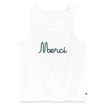 MERCI. MAÎTRESSE. MAÎTRE. MERCI MAÎTRESSE. - Débardeur bio Premium Homme - blanc - Devant - Michal (187cm)