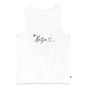 Katja Name Vorname Kalligrafieherz - Männer Premium Bio Tank Top - Weiß - Vorne - AI Model Male 178 light (178cm)