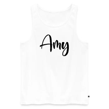 First Name - Amy - Men's Premium Organic Tank Top - white - Front - AI Model Male 178 light (178cm)