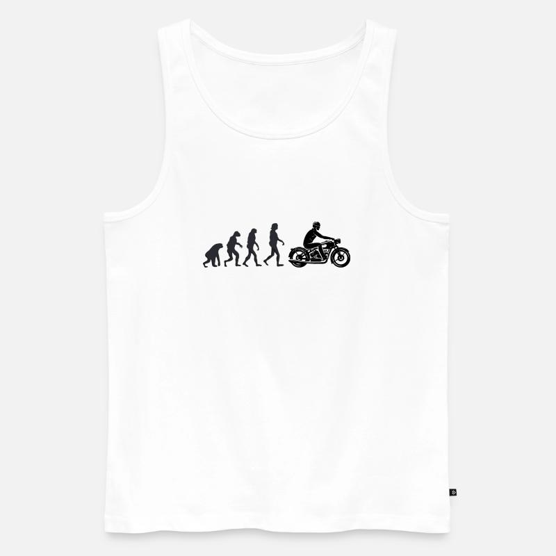 Biker - Human evolution - Men's Premium Organic Tank Top - white