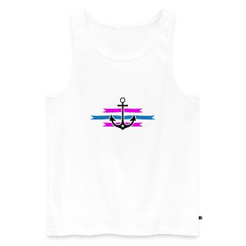 anker - Mannen Premium Bio Tanktop - wit - Voor - Michal (187cm)