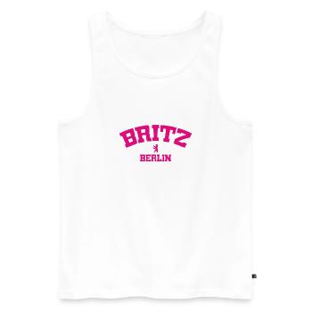 Britz - Berlin - Deutschland - Germany - Männer Premium Bio Tank Top - Weiß - Vorne - Michal (187cm)
