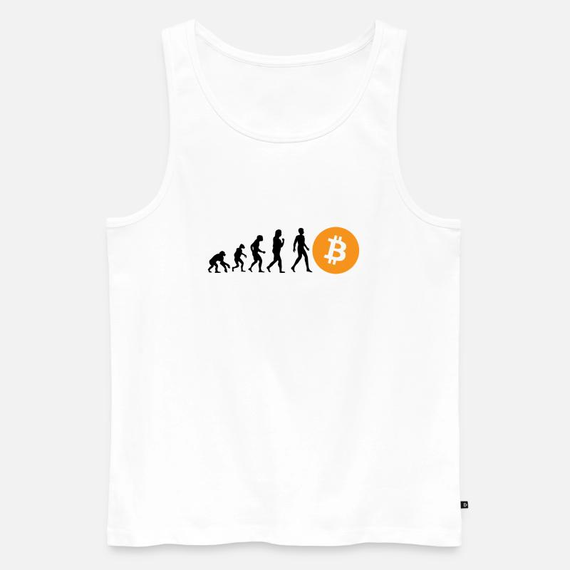 Évolution cryptographique du BTC Bitcoin - Débardeur bio Premium Homme - blanc