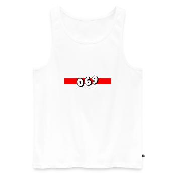 069 - Frankfurt Vorwahl - Telefon - telefonieren - Männer Premium Bio Tank Top - Weiß - Vorne - Michal (187cm)
