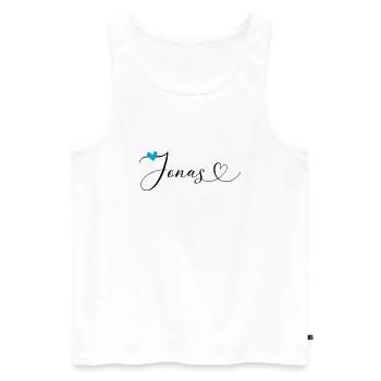 Jonas Nom Prénom Calligraphie Coeur - Débardeur bio Premium Homme - blanc - Devant - AI Model Male 178 light (178cm)