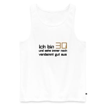 30 - Men's Premium Organic Tank Top - white - Front - AI Model Male 178 light (178cm)
