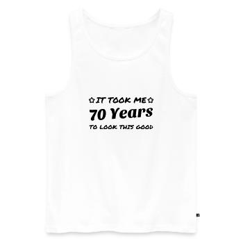 70 / anniversaire / Sport / Fête / soixante dix - Débardeur bio Premium Homme - blanc - Devant - Michal (187cm)