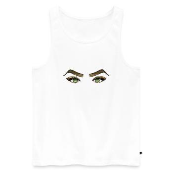 yeux verts - Débardeur bio Premium Homme - blanc - Devant - AI Model Male 178 light (178cm)
