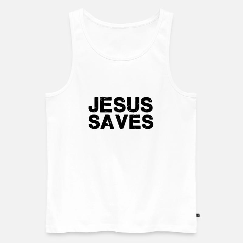 jesus saves - Männer Premium Bio Tank Top - Weiß