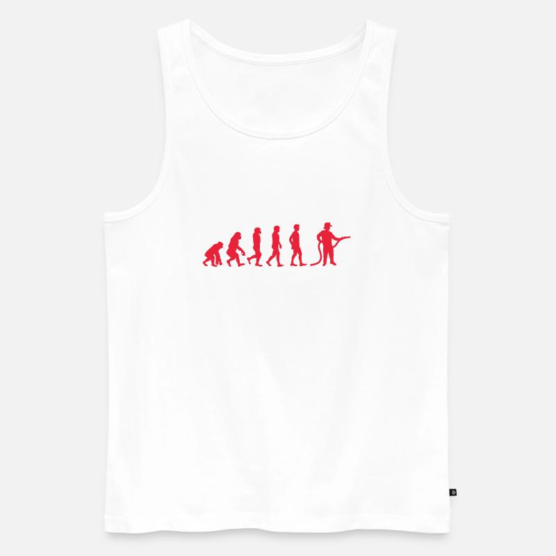 Evolution Feuerwehrmann rot - Männer Premium Bio Tank Top - Weiß