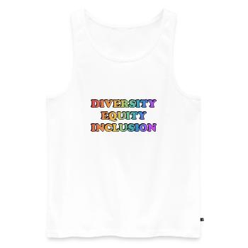Diversity Equity Inclusion Rainbow LGBT Pride - Men's Premium Organic Tank Top - white - Front - Michal (187cm)