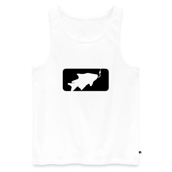 bouton sport logo attrapé pêche poisson nage - Débardeur bio Premium Homme - blanc - Devant - AI Model Male 178 light (178cm)