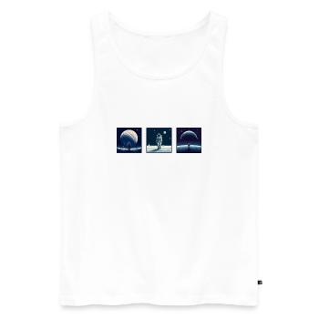 3 Views of The Astronaut - Men's Premium Organic Tank Top - white - Front - Michal (187cm)