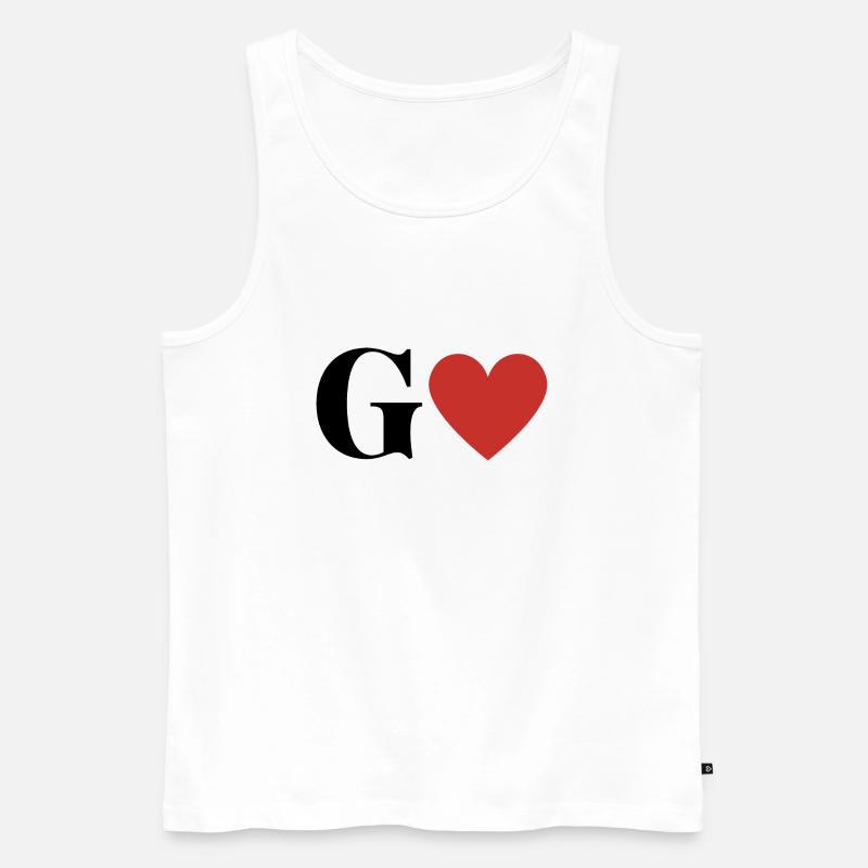 Buchstabe g rotes Herz - Männer Premium Bio Tank Top - Weiß