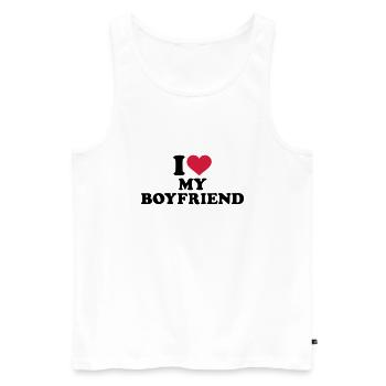 I love my boyfriend - Débardeur bio Premium Homme - blanc - Devant - Michal (187cm)