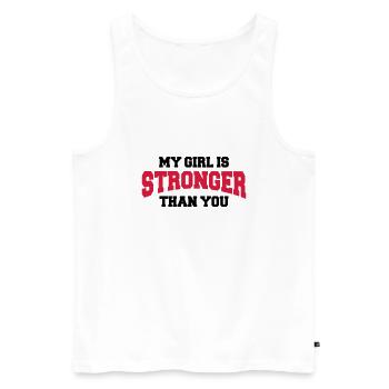 My girl is stronger than you - Männer Premium Bio Tank Top - Weiß - Vorne - AI Model Male 178 light (178cm)