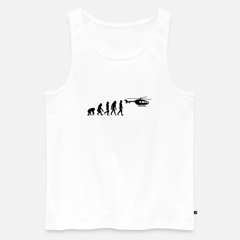 Helicopter Pilot Evolution Stone Age - Men's Premium Organic Tank Top - white