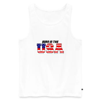 usa born in the 3 - Männer Premium Bio Tank Top - Weiß - Vorne - Michal (187cm)