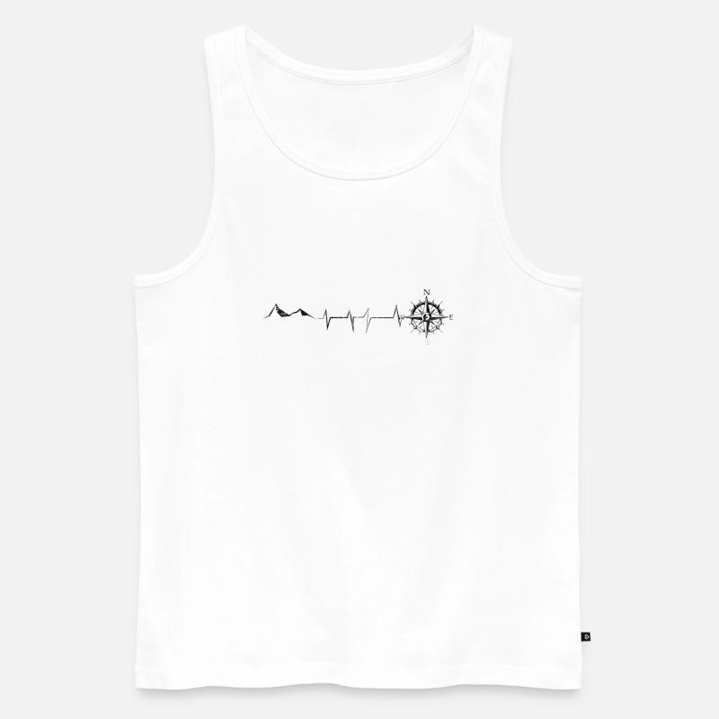 Herzschlag - Kompass - Berg - (5) - Männer Premium Bio Tank Top - Weiß