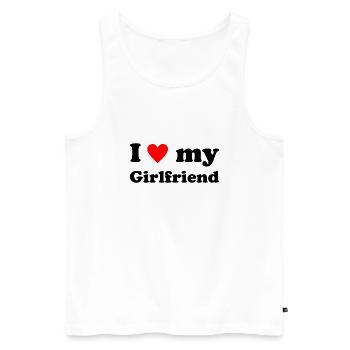 I love my Girlfriend - Heart - Loving - Romance - Männer Premium Bio Tank Top - Weiß - Vorne - Michal (187cm)