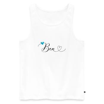 Ben Name Vorname Kalligrafieherz - Männer Premium Bio Tank Top - Weiß - Vorne - AI Model Male 178 light (178cm)