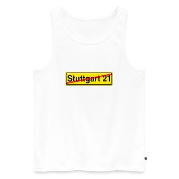 Stuttgart 21 Protest Strassenschild - Männer Premium Bio Tank Top - Weiß - Vorne - AI Model Male 178 light (178cm)